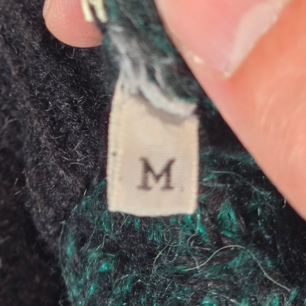 Abi Mode Boutique Paris Vtg Wool Alpaca Blend Sweater Green Geometric Italy M - Picture 6 of 16